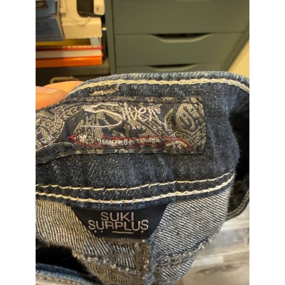 Silver Suki Surplus Womens Bootcut Jeans Size 12 Dark Wash Denim (worn hem) - Picture 8 of 9
